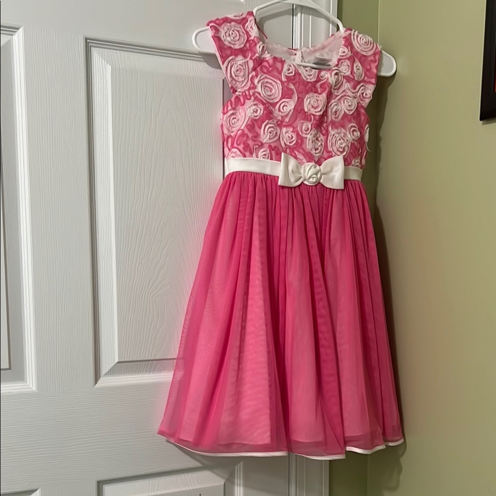 Pink Floral Kids Dress with Bow